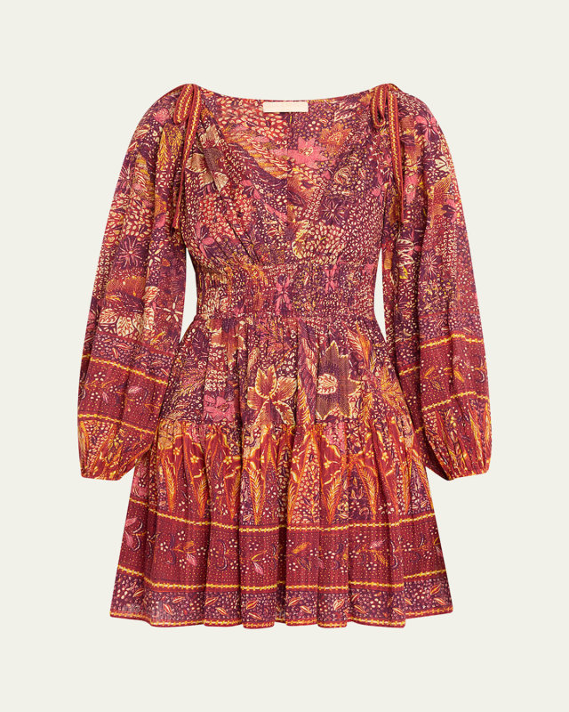 Anika V-Neck Long-Sleeve Mini Dress